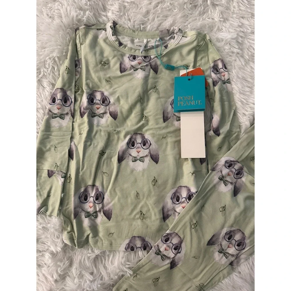 NWT Posh Peanut Benny‎ Easter Bunny 2pc Bamboo Pjs Pajamas 3T/4T